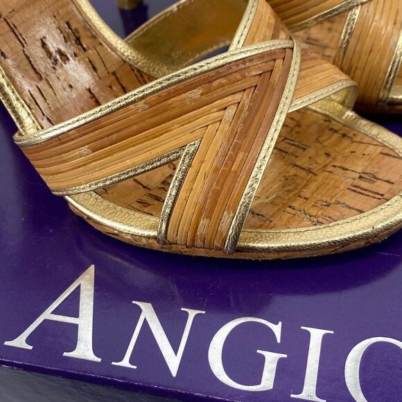 Enzo Angiolini Bamboo Easenya Open Toe Heels Leather‎ Gold Natural 6.5 - Picture 8 of 15